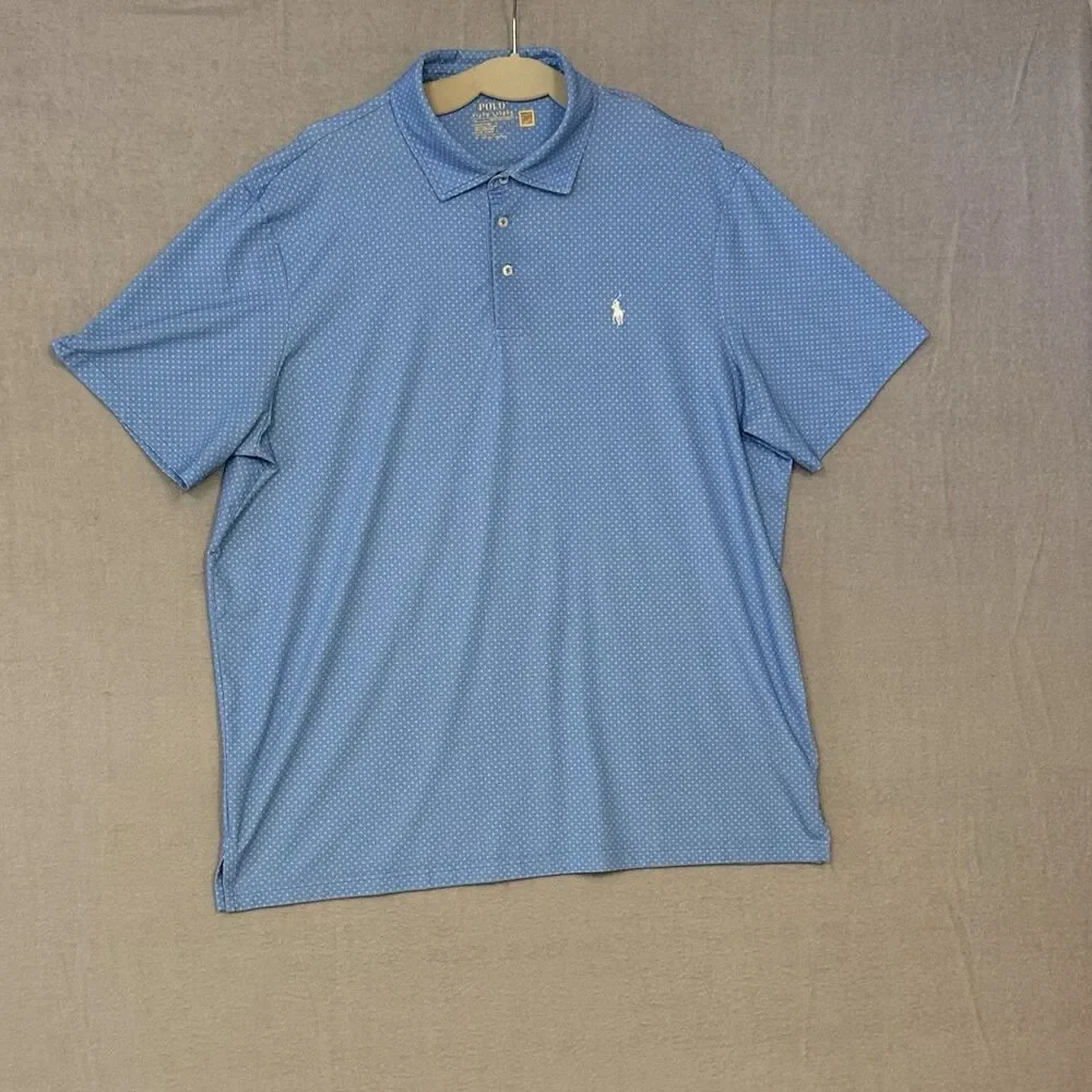 Polo Ralph Lauren Performance Polo Mens XL Blue Geometric Diamond Classic Fit